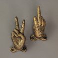 thumbnail image 6 of Zeckos Gold Cast Iron Hand Gesture Decorative Wall Hooks Set of 3, 6 of 6