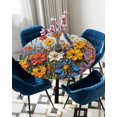 thumbnail image 5 of nqOlkjepod Retro Botanical Blossom Round Tablecloth, Fitted Table Cover with Elastic for 55"-60" Round Tables, Oil Painting Abstract Flowers Table Cloth Outdoor Dinning Party Waterproof Tablecloths, 5 of 6