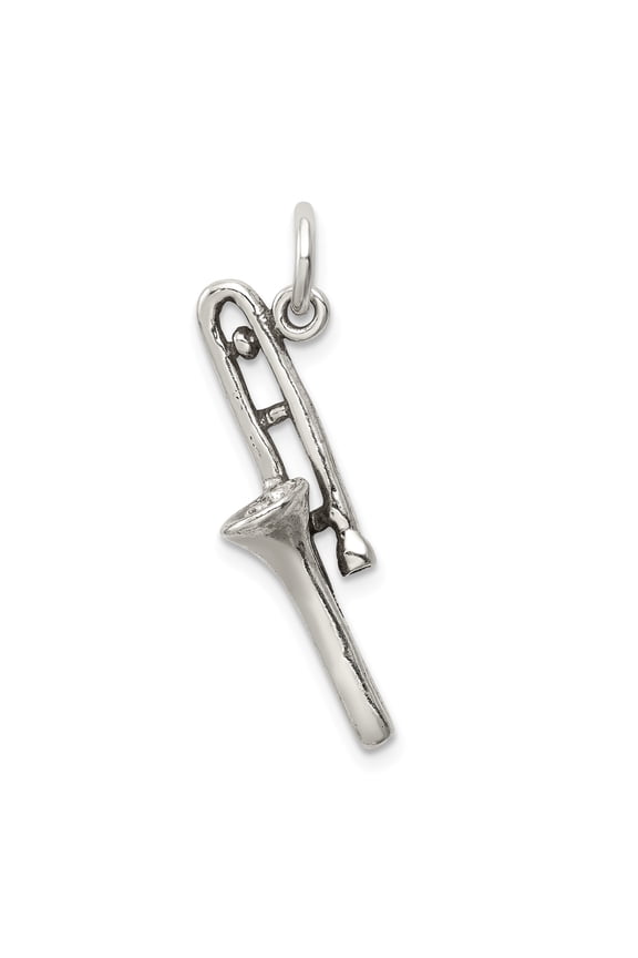 Sterling Silver Antiqued Trombone Charm