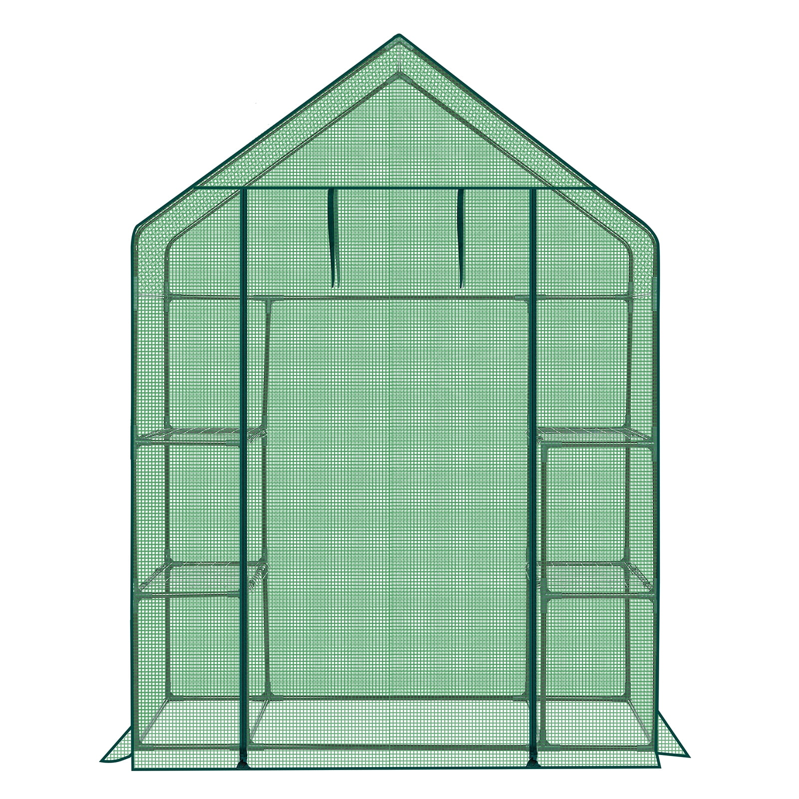 Mini Walk-in Greenhouse 56×29×77 in, 4-Tier Shelf Plant Green House with Waterproof PE Cover, Powder-Coated Steel Frame, Roll-Up Zippered Door for Indoor Outdoor Patio Garden