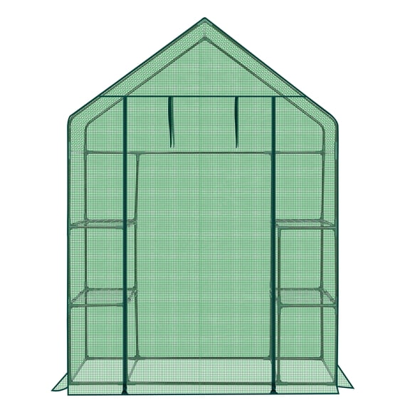 Mini Walk in Greenhouse with PE Cover 4 Shelf Indoor Outdoor Plant Gardening Green House for Garden Backyard