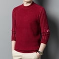 thumbnail image 2 of LOVZFMLL Sweaters for Men, Solid Color Acrylic Crew Neck Ribbed Pullover, Casual Basic Everyday Stretchy, Warm Winter Tops, Fall Clothes, 2 of 3