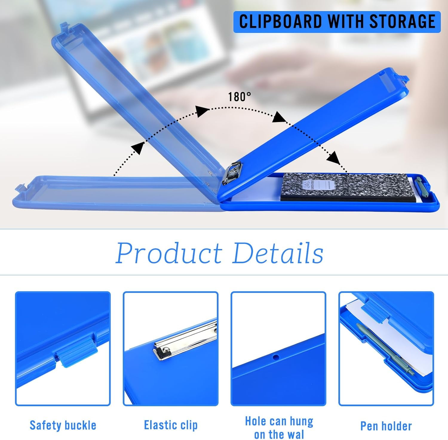 Plastic Clipboard with Storage Heavy Duty Portable Writing Boards for 150 Sheet A4 Paper with Pen Holder Large Capacity Clipboards for Nurse Teacher Student Classroom Office