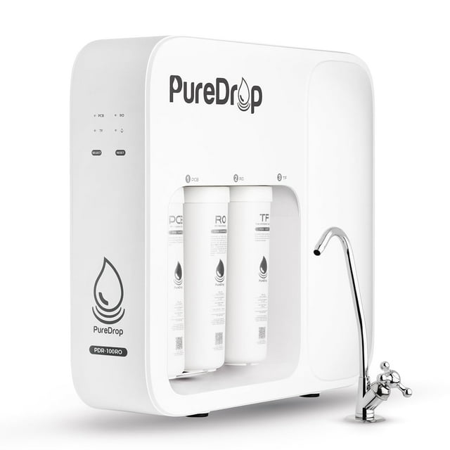 Pdr-100Ro Sistema De Filtración De Agua Potable Por Ósmosis Inversa Debajo Del Fregadero De 3 Etapas, Sistema De Filtro De Agua Ro De Tanque Incorporado De Flujo Rápido De 100 Gpd, Reduce Pfas