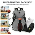 thumbnail image 3 of Soccer Bag 2-in-1 Sports & Travel Backpack with Ball and Laptop Compartments, Water-Resistant, for Basketball Volleyball Football, Grey, B00391, 3 of 10