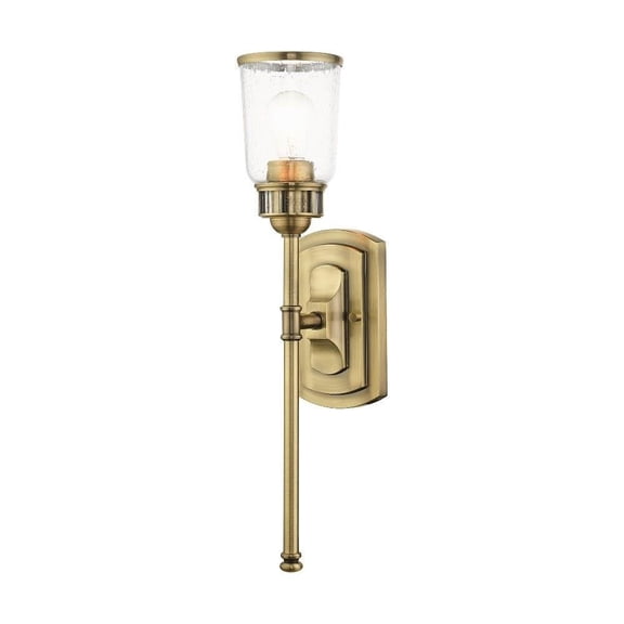 1 Light Industrial Steel Large Wall Sconce with Clear Seeded Glass-21 inches H By 4.5 inches W-Antique Brass Finish Bailey Street Home 218-Bel-4363059