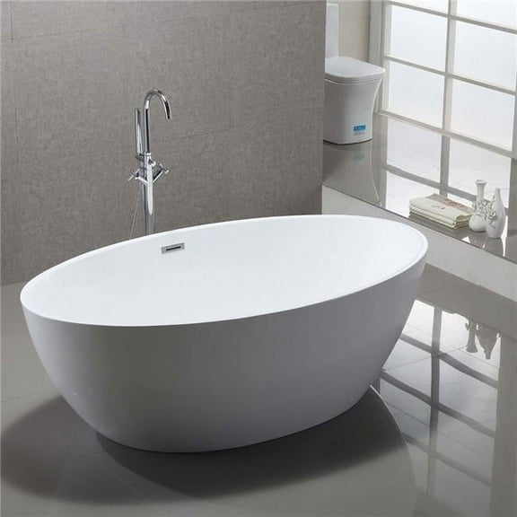 Bellaterra Home BA6834 65 in. Enna Freestanding Bathtub, Glossy White