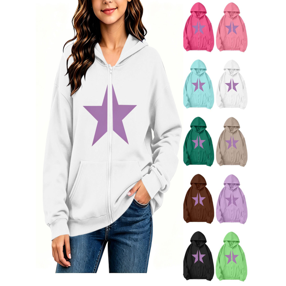 Vmberlty Kids Zip Up Hoodies Girl's Winter Small Print Fleece Lined Long Sleeve Hooded Zipper Sweatshirt Coats for 5-14 Years