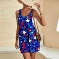 thumbnail image 5 of Women's American Flag Cotton Linen Jumpsuits 2025 Summer Wide Leg Short Romper with Adjustable Straps, Patriotic Casual Vacation Outfits, 5 of 7