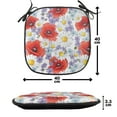 thumbnail image 4 of Flower Chair Seating Cushion Set of 4, Purple Flowers Poppy and Daisy Summer Nature Wildflowers Graphic, Seat Pads for Office with Anti-slip Backing, 16"x16", Lavender Scarlet, by Ambesonne, 4 of 7