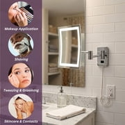 Jerdon Rectangular Wall Mount Makeup Mirror with 5X Magnification - Lighted Makeup Mirror with 6-foot Power Cord - Chrome Finish - Model JRT710CL