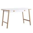 thumbnail image 1 of Pemberly Row Desk with Drop Front Keyboard Drawer in White/Gold, 1 of 8