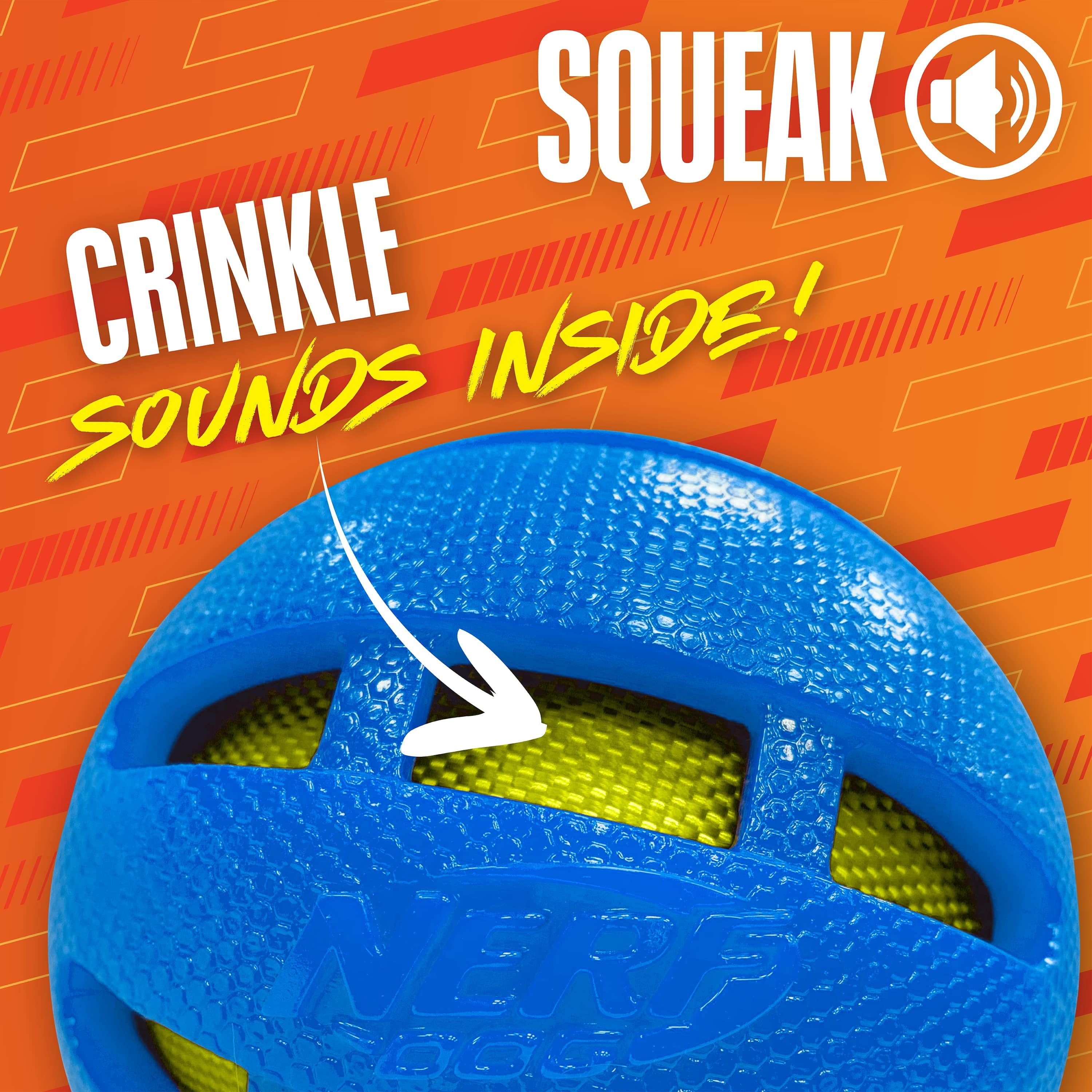 Nerf Dog Crunchable Squeak Ball, Blue, 3.8 inch