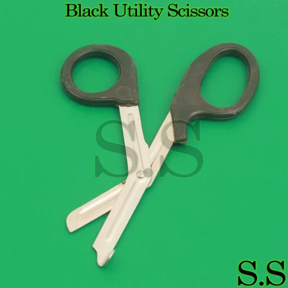 Black Utility Scissors 5.5" & 7.25" Multi-Purpose Diy Ems Universal 2 Shears Set