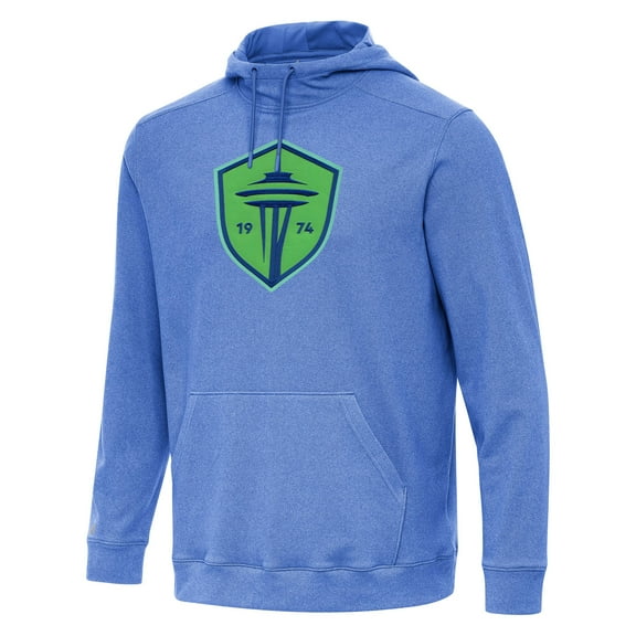 Men's Antigua Heather Blue Seattle Sounders FC Cloud Pullover Hoodie