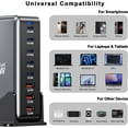 thumbnail image 4 of Famous Tech Shop USB-C Desktop Charging Station, 600W, 8-Port Fast Charger with Dual 140W PD for Laptops & Smartphones, 4 of 6