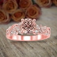 thumbnail image 3 of 1.50 Carat Round cut Real Morganite and Moissanite Flower Engagement Ring Sterling Silver with 18k Gold Plating, 3 of 3
