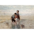 thumbnail image 2 of Israels, Jozef 24x18 Black Modern Framed Museum Art Print Titled - Children Playing By The Seaside, 2 of 4