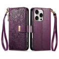 thumbnail image 1 of Flip Case for FOXDOCK iPhone 16 Pro Gift Choice Kickstand Viewing Floral Embossed Full Protection Wallet Function, 1 of 6