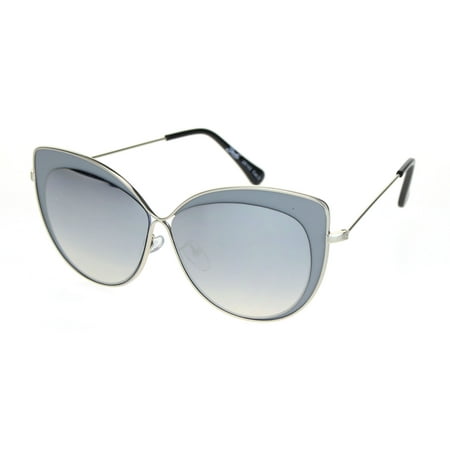 Elegant Chic Designer Style Womens Butterfly Sunglasses Silver Grey Mirror