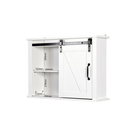 CoSoTower Bathroom Wall Cabinet with 2 Adjustable Shelves Wooden Storage Cabinet with a Barn Door 27.16x7.8x19.68 inch