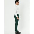 thumbnail image 4 of Unique Bargains Men's Striped Pants Slim Fit Flat Front Business Dress Trousers 32 Green Black, 4 of 7