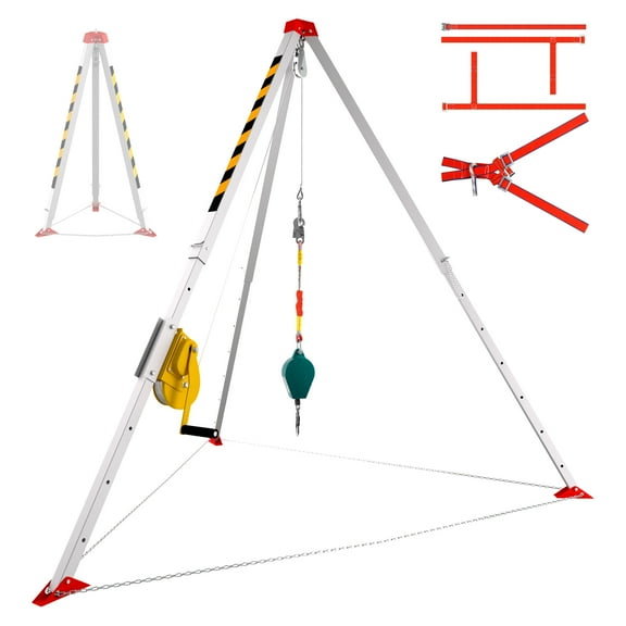 Industrial Confined Space Tripod, 1800 lb Horizontal Power, Harness Included Security, Rescue Equipment Tripod, Tripod with Rescue Winch, Sewage Line, Catch Basin, Storage Vessel​