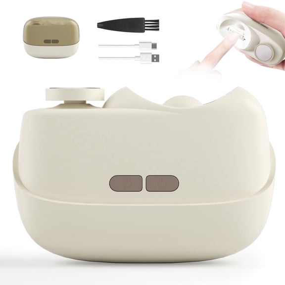 Electric Nail Clipper, 2 in 1 Automatic Nail Trimmer with Polishing, LED Light and Nail Scraps Storage, for Baby Seniors Adults