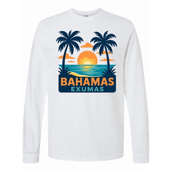 Inktastic Bahamas Exumas Tropical Sunset Retro Long Sleeve T-Shirt