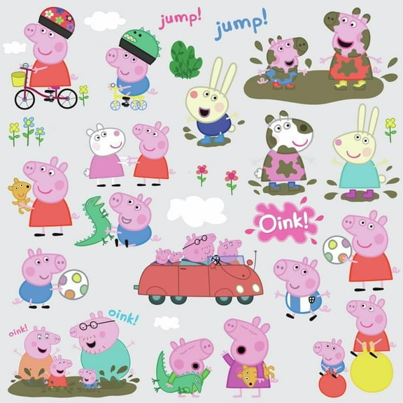 28 New PEPPA PIG Peel & Stick Wall Decals George & Family Nursery, Kids Stickers