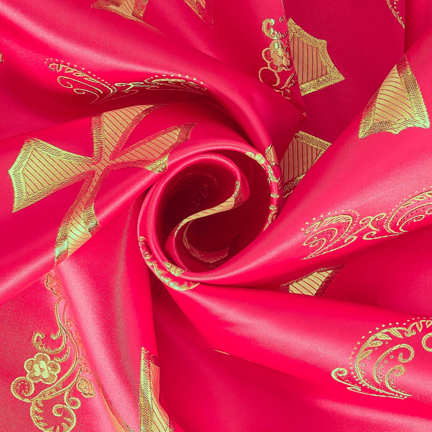 Metallic Clerical Church Cross Brocade Fabric 58/60" Wide Sold By The Yard Many Colors (Fuchsia / Gold)