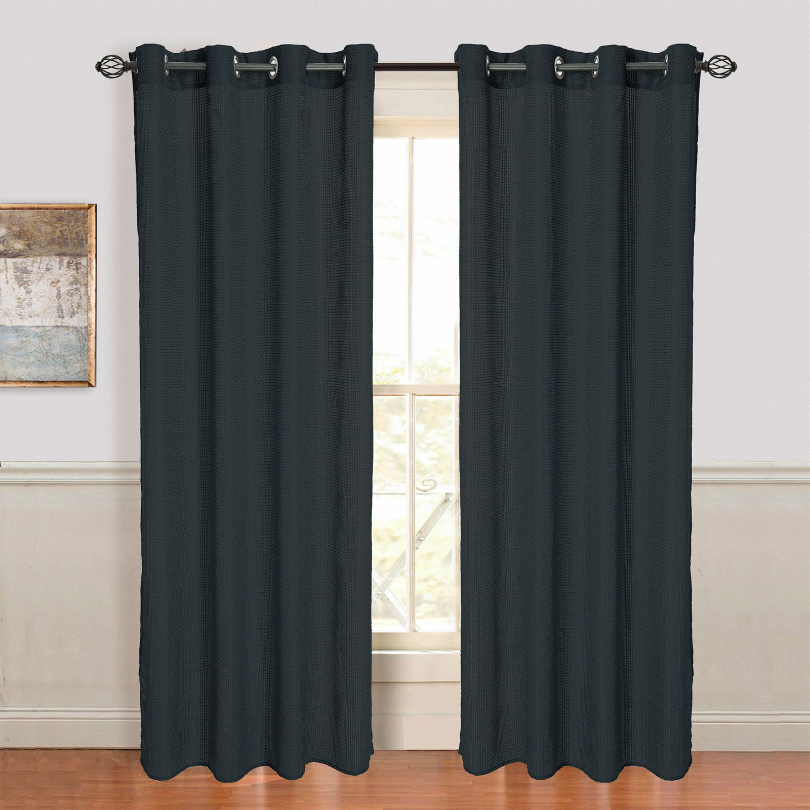 84-Inch Lavish Home Olivia Jacquard Grommet Single Curtain Panel Blue 