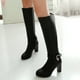 thumbnail image 4 of Zapatos de mujer Cremallera lateral Color sólido Hebilla de cinturón Tacones altos Moda resistente al desgaste Clásico Botas de cuero hasta la rodilla Wmkox8yii hfjk2274, 4 of 5
