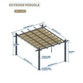 thumbnail image 5 of Yeshouse 10x13 Ft Aluminum Pergola with Retractable Canopy Metal Gazebo for Garden Modern Backyard Deck Grape Trellis, 5 of 6