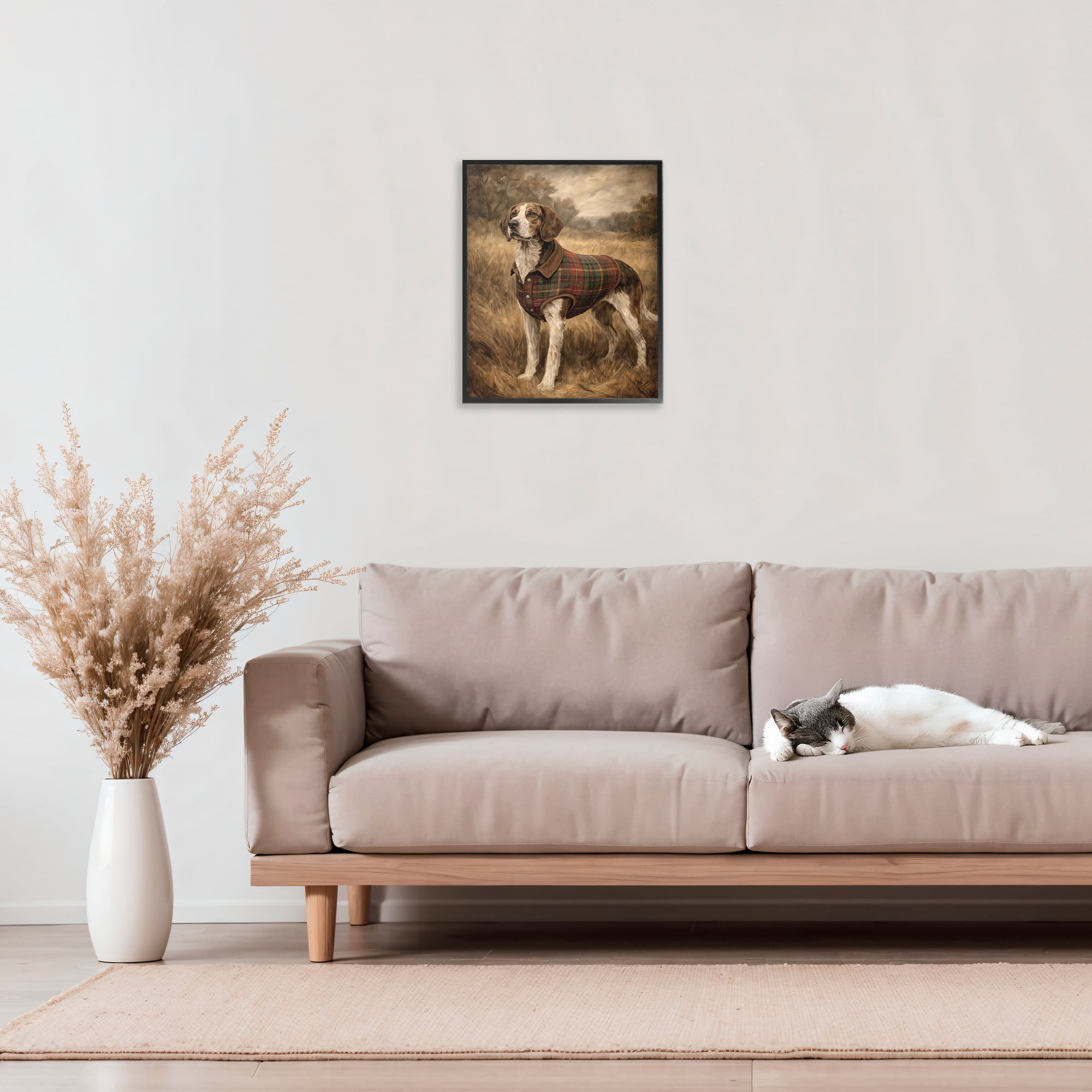 Stupell Industries Hunting Days Plaid Jacket Hound Black Framed Giclee Art, design by Kim Allen