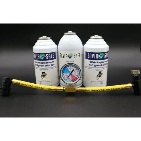 

Enviro-Safe R134a Replacement w/Dye Stop Leak & Gauge Kit #RSG-4