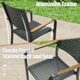 thumbnail image 2 of Ulax Furniture Outdoor Stackable Chairs Patio Aluminum/Plastic Dining Armchair With Teak Arm, Set of 2, 2 of 7