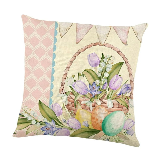 Fundas de almohada de 18x18 pulgadas, fundas de cojín decorativas con cremallera, decoración de Pascua, suaves Flor