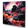 thumbnail image 2 of Designart "Black and Purple Volcanic Lava" Abstract Wall Art - Modern Purple Tachisme Entryway Wall Art, 2 of 6