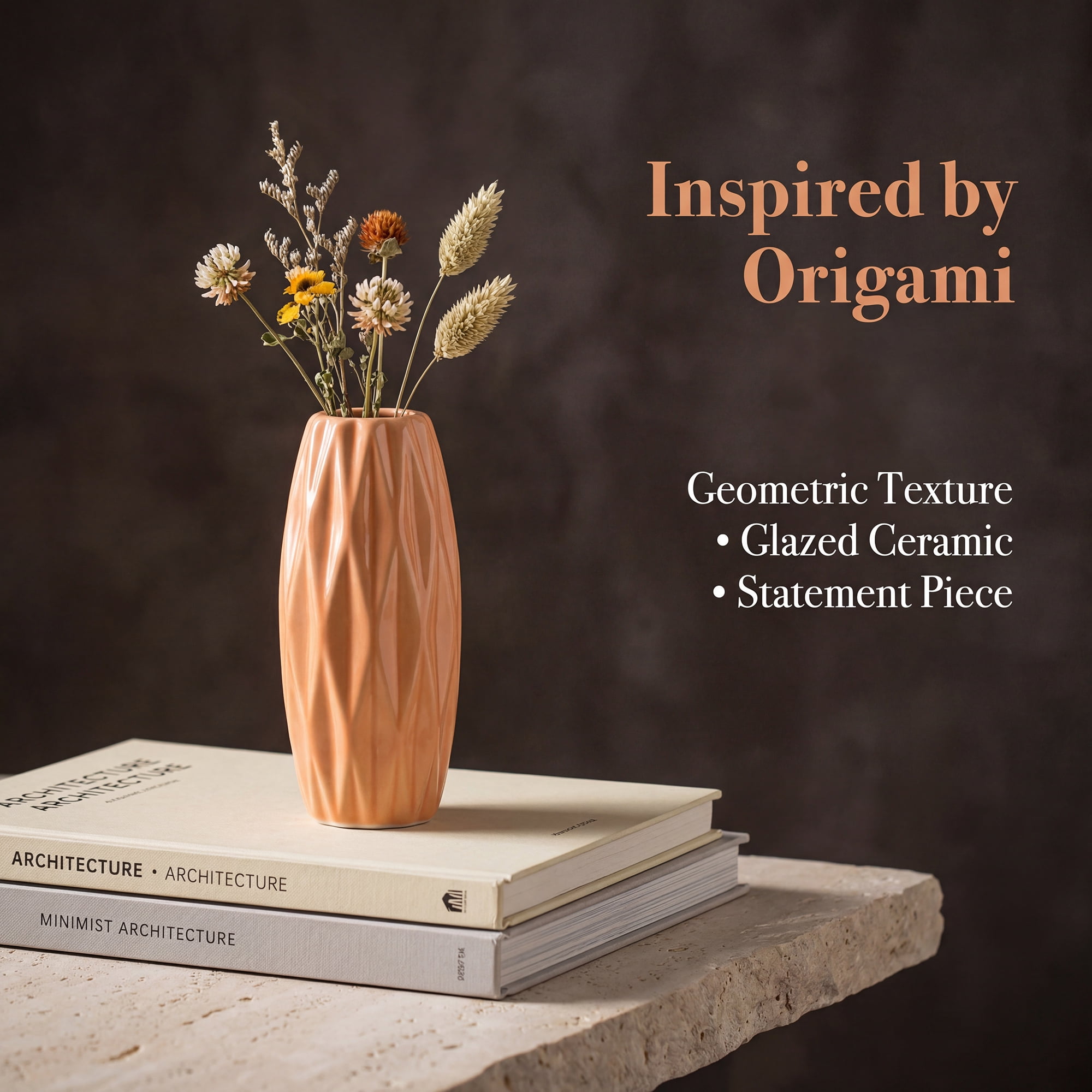 Unique Bargains Small Ceramic Modern Vase Matte Decorative Flower Vase for Desktop Orange