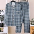 thumbnail image 3 of TIWEKE Mens Sleepwear Woven Plaid Coarse Fabric Home Wear Long Sleeved Cardigan,Sizes 5XL, 3 of 3