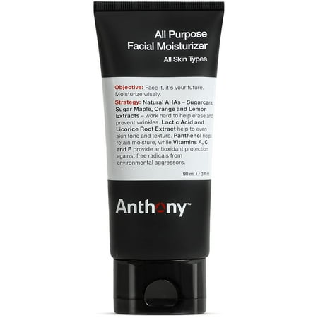 Anthony All-Purpose Men’s Facial Moisturizer Hydrating Facial Lotion for Dry Skin, Black, 3 fl oz