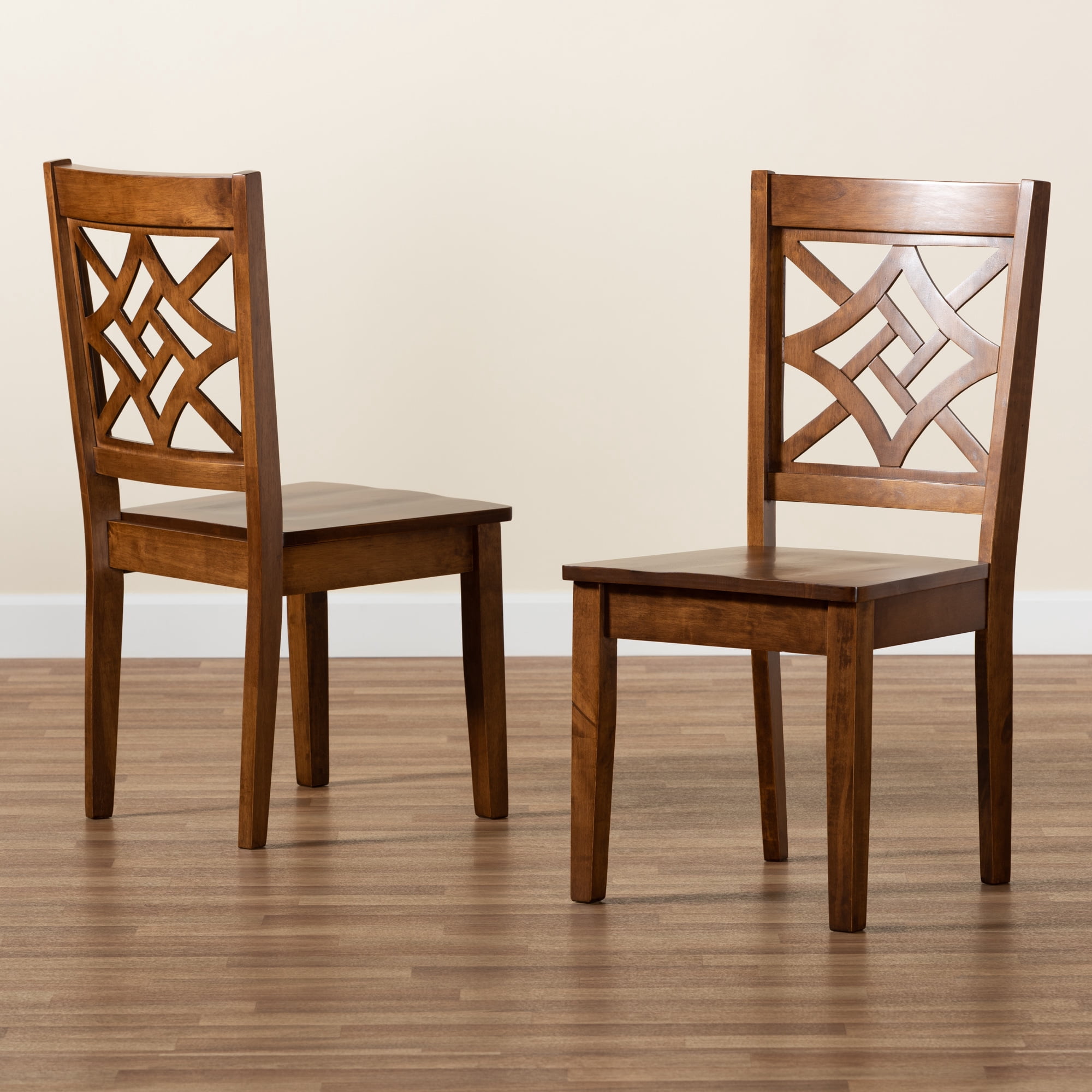 Baxton Studio Nicolette Dining Chair, Set of 2, Walnut Brown