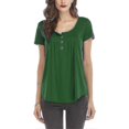 thumbnail image 1 of Camiseta de talla grande con botones lisos para mujer, camisetas informales de manga corta con cuello redondo-c, 1 of 3