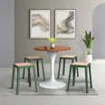 thumbnail image 3 of LeisureMod Tresse Stackable Dining Stool – Mid-Century Modern Square Backless Wicker-Top Seat Indoor Outdoor Use for Kitchen, Patio, Garden Set of 2, 3 of 10