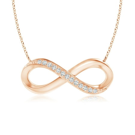 ANGARA Natural Diamond Infinity Pendant Necklace for Women in 14K Rose Gold (Size-1mm| Color-G| Clarity-VS2) | April Birthstone, Anniversary, Jewelry Gift for Women | Natural Diamond Necklace