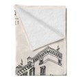 thumbnail image 2 of Italy Soft Flannel Fleece Throw Blanket, Vintage Verona Italy City of Romeo and Juliette Old Historic Buildings Image, Cozy Plush for Indoor and Outdoor Use, 50" x 70", Ivory and Black, by Ambesonne, 2 of 5