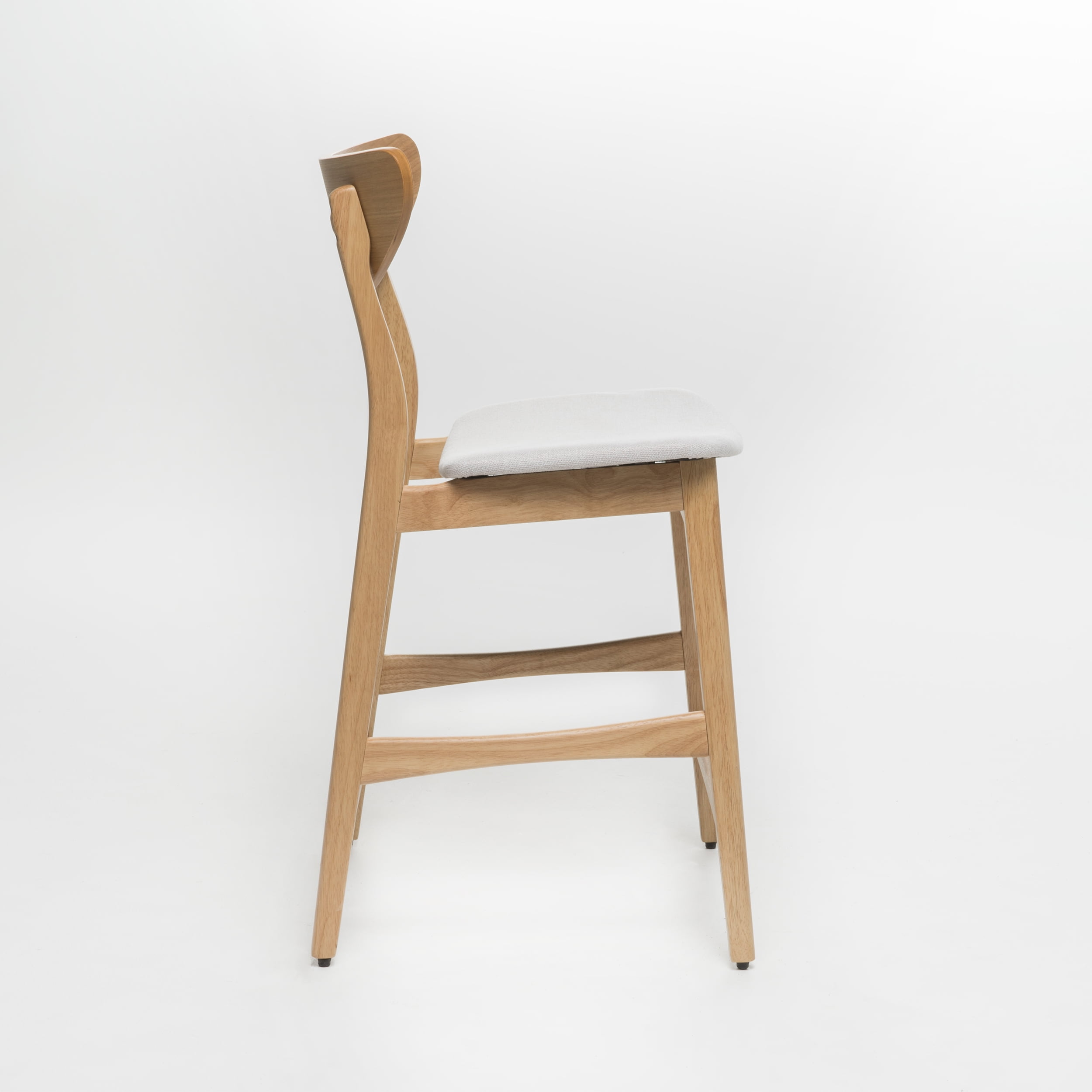 Noble House Gillian Indoor Fabric Counter Chair, Set of 2, Light Beige, Oak