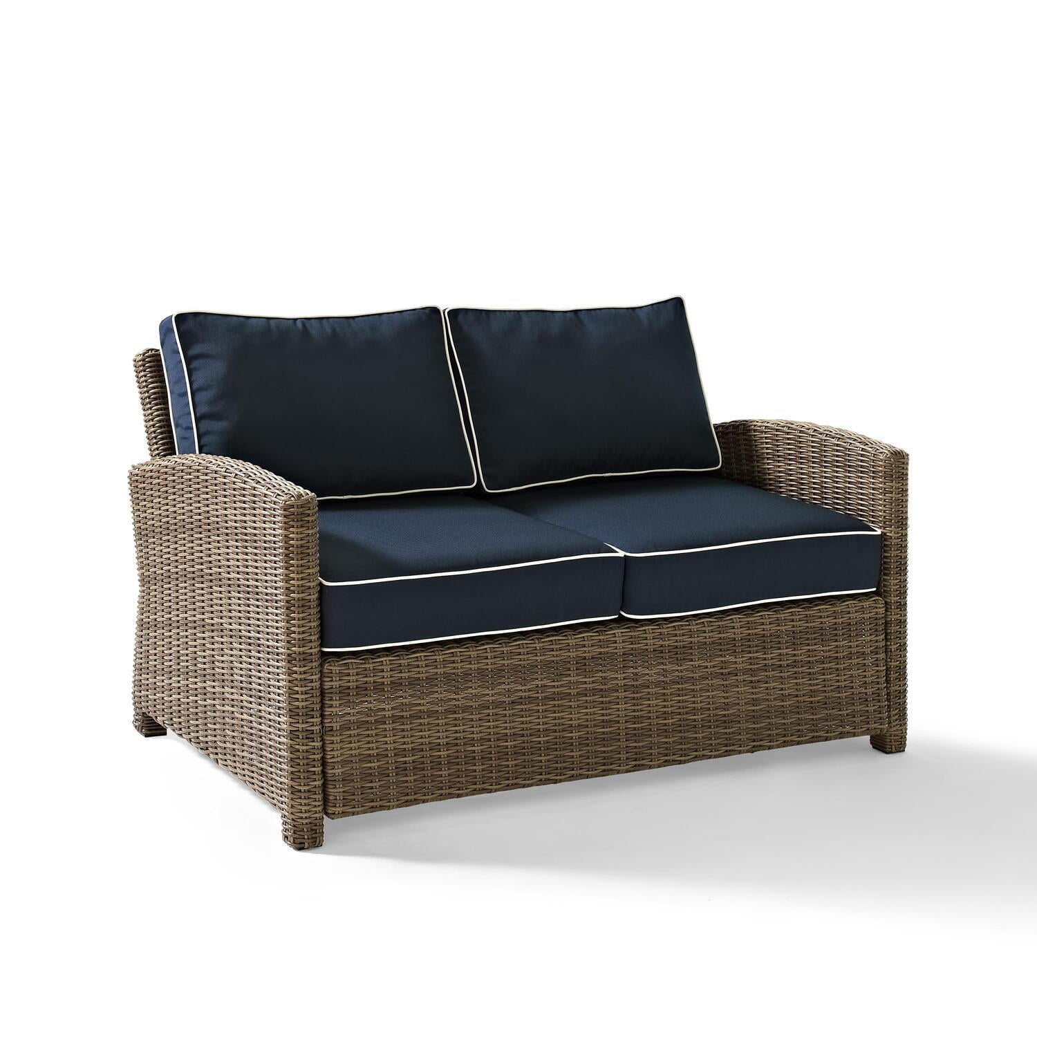 Outdoor Loveseat Patio Furniture - Wicker Loveseat with Cushions - Modern Lawn Seating - HomeStock Global Glam