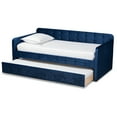 thumbnail image 3 of HomeStock Lakeside Living Modern and Contemporary Transitional Grey Velvet Fabric Upholstered and Button Tufted Twin Size Daybed with Trundle, 3 of 7